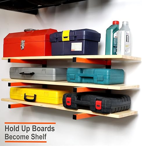 Miniatura 5 de Wallmaster Estante de metal para almacenamiento de madera, organizador de madera para montaje en pared, sistema de almacenamiento de madera de 3