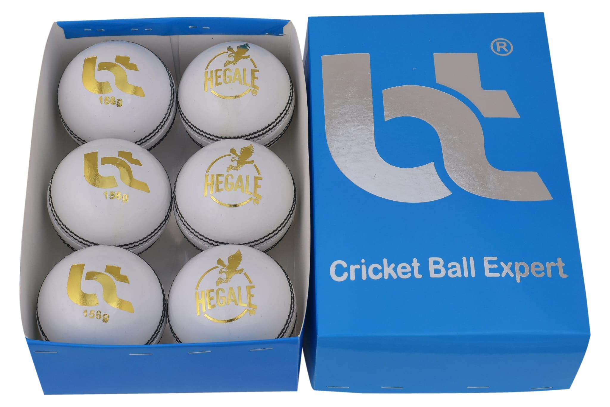 BT Premium Cricket-Bälle, Weiß, 6 Stück, echtes Leder, Cricketbälle für Tag oder Nacht, internationaler Standard, Cricket-Ball, schlagfreundlich, hart, 156 g