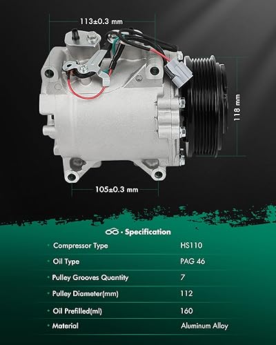 Miniatura 8 de SCITOO Compresor de CA para Acura TSX 2.4L 2004 2005 2006 2007 2008, CO 10849T Compresor de aire acondicionado con embrague 38810RBBA01 10360661