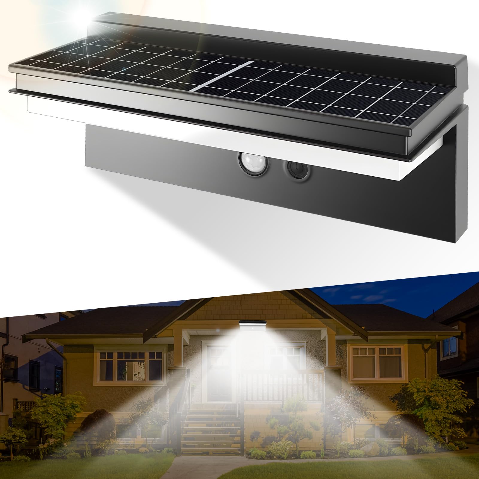 HOTUT Solar Lights Outdoor Motion Sensor, Wall Lights Outdoor IP65 Waterproof, 4 Lighting Modes, IP65 Solar Security Lights