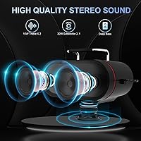 Vista 3 de RHM K666 - Máquina de karaoke con graves ricos y profundos, sonido potente, 2 micrófonos inalámbricos, batería recargable, 8 horas de reproducción