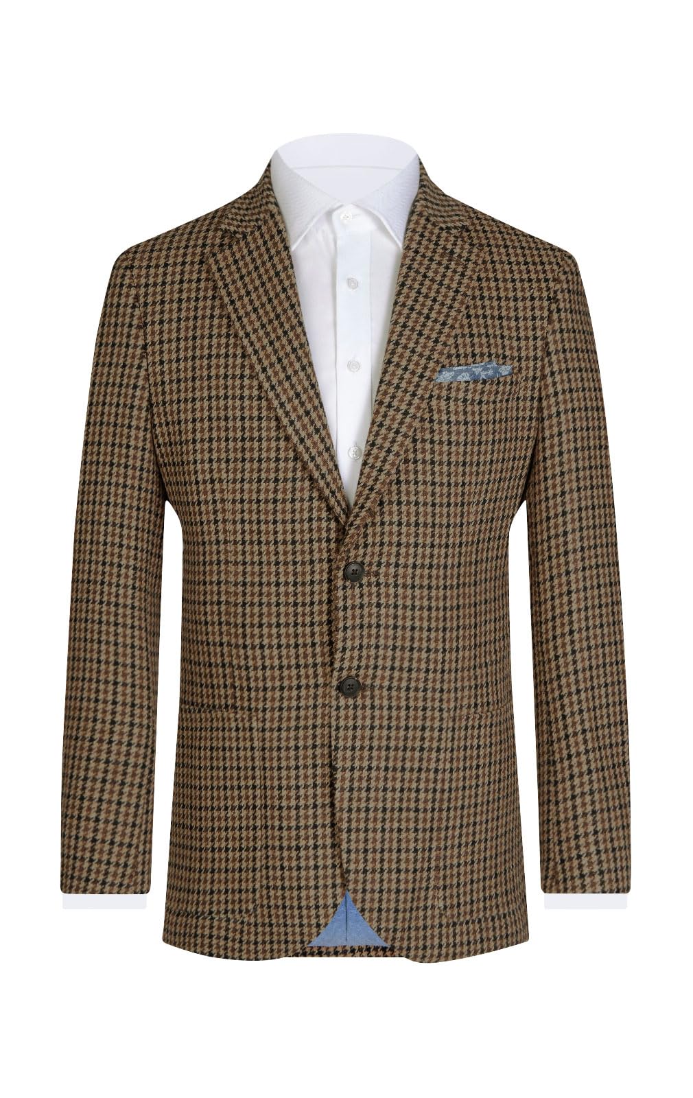 Dobell Men's Brown Houndstooth Tweed Jacket Regular Fit-58R