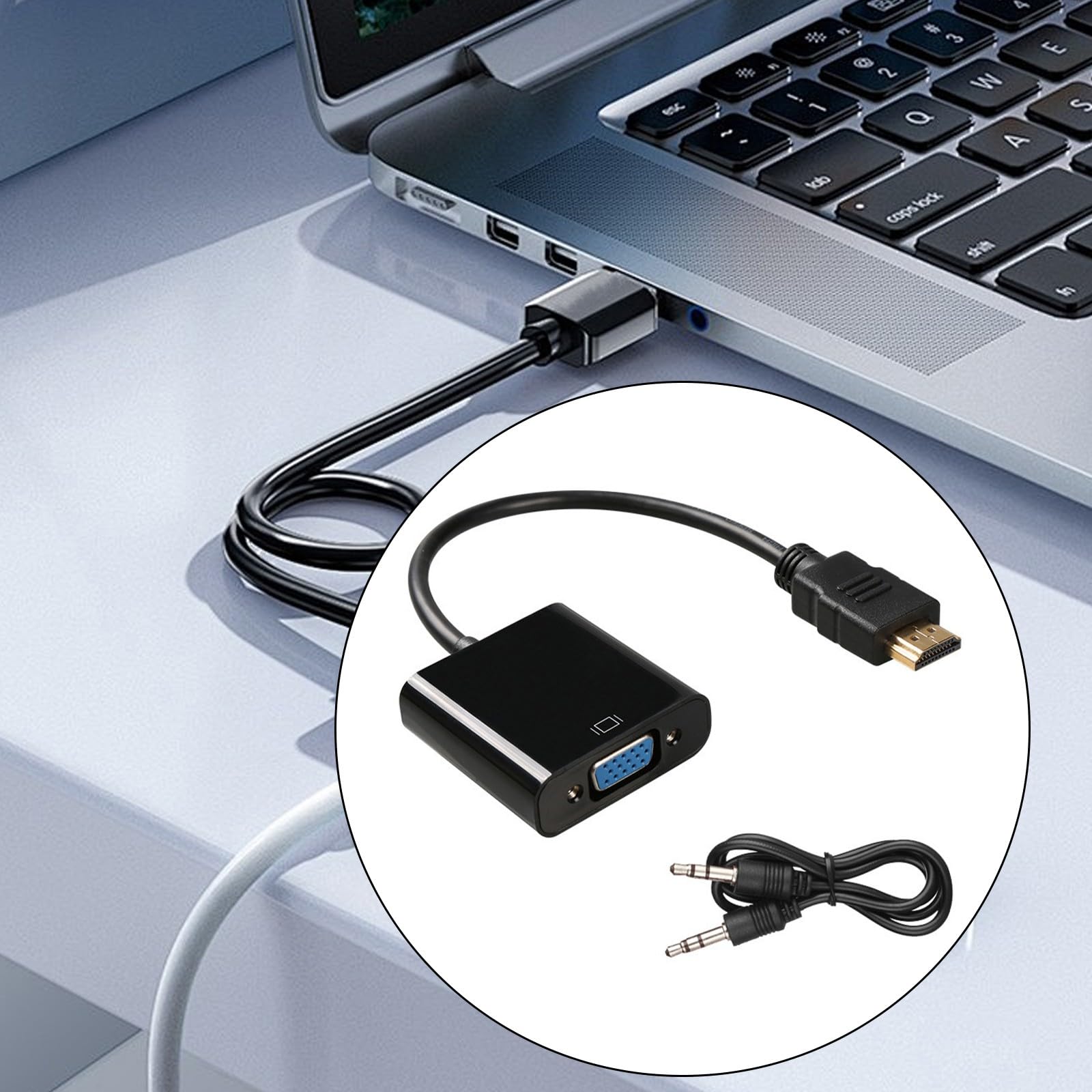 MLWSKERTY High Resolution 1080P HDMIs to VGA Adapters with Sound Output for Offices and Homes Use Easy Devices Connection