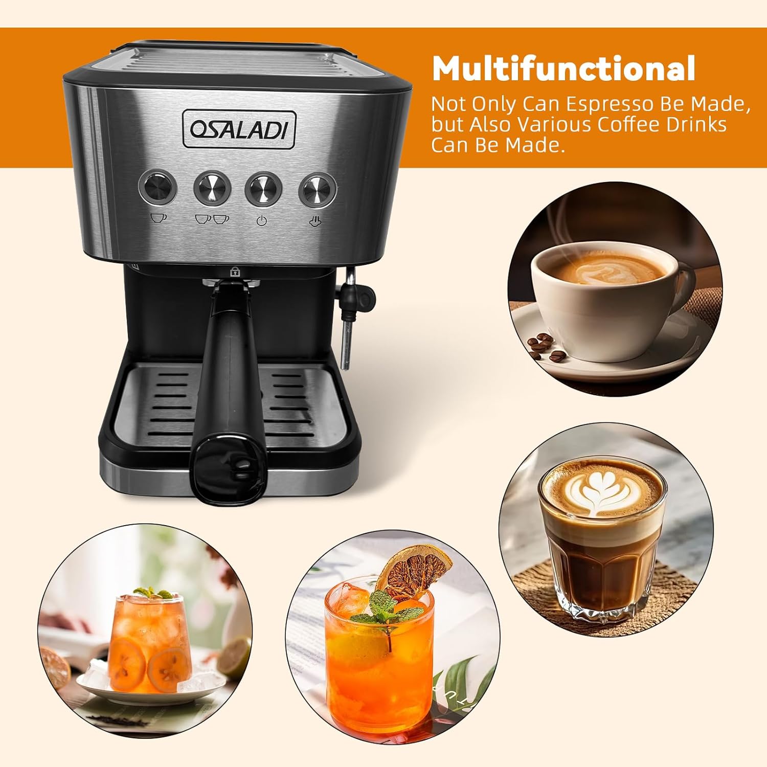 Semi Automatic Espresso Machine Espresso Coffee Machine With Milk Frother Steam Wand For Home