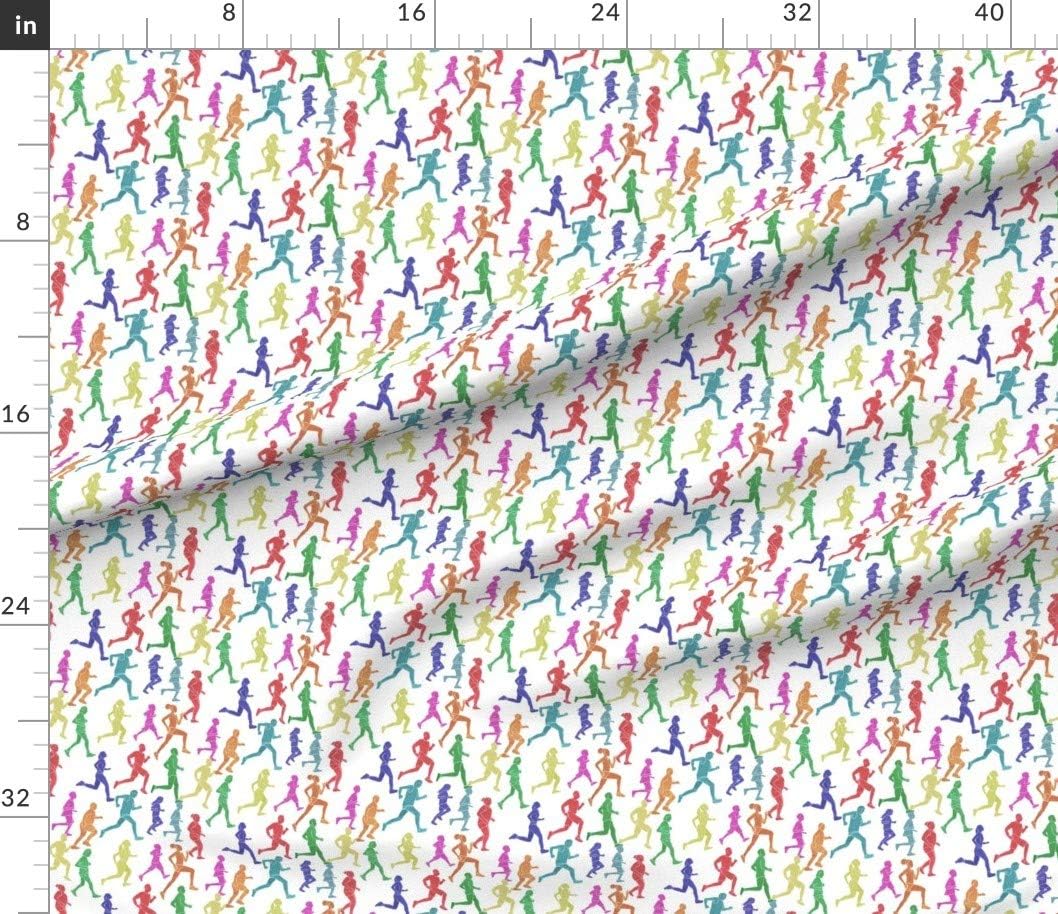 Spoonflower Fabric - Rainbow Runners Running Marathon Race Womens Sports Printed on Petal Signature Cotton Fabric by The Yard - Sewing Quilting Apparel Crafts Decor