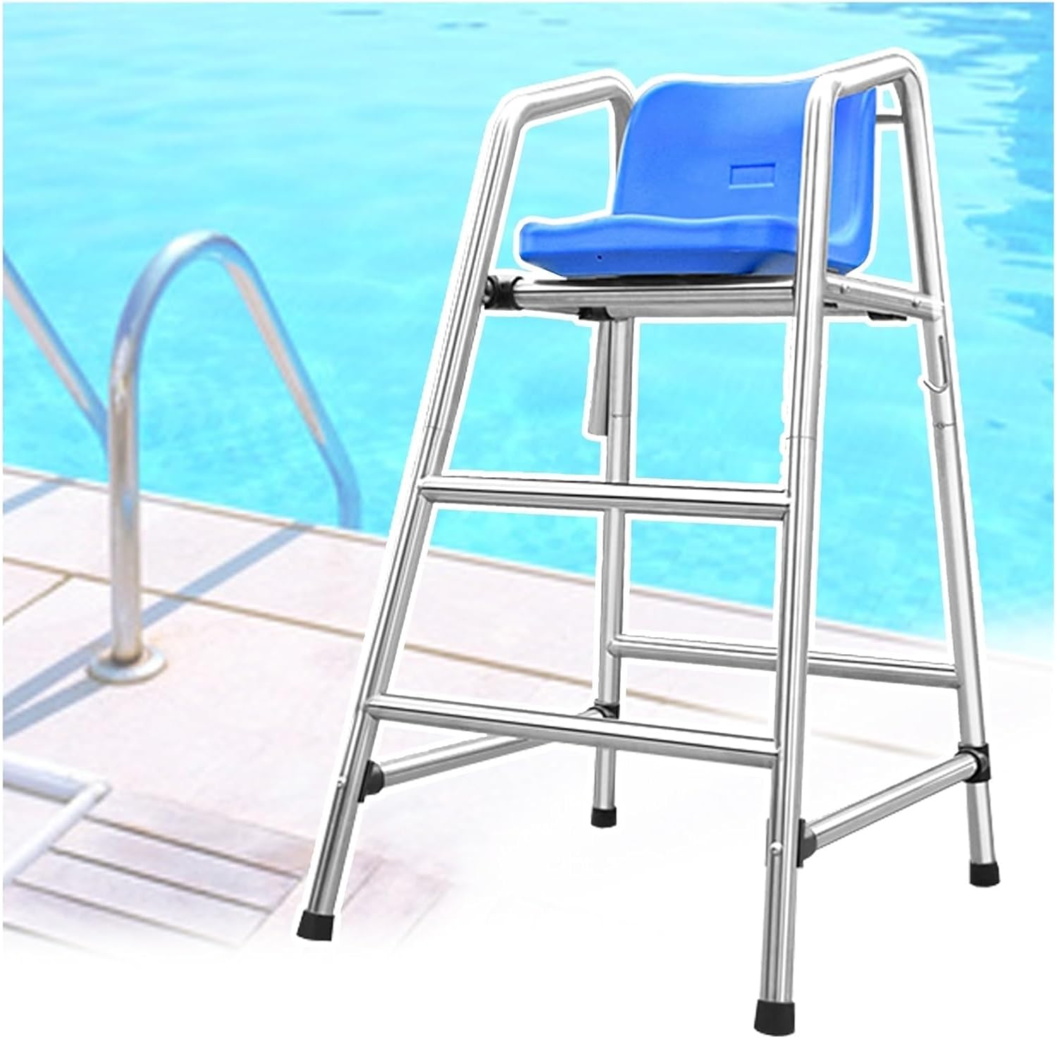 Lifeguard Chair-Stainless Steel Lifeguard Chair with Ladder & Sunshade, Durable for Pool, Beach, Water Park Safety,（Size_Name,H-120CM/47.2INCN/3.9FT）
