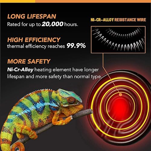 Miniatura 5 de Simple Deluxe Bombilla de calor de reptil de 150 W emisor de calor de cerámica sin emisión de luz calentador de cocina para mascotas anfibias e