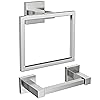 FORIOUS Toilet Paper Holder Set Wall Mount, SUS 304 Stainless Steel Pivoting Toilet Paper Holder and Towel Ring, Hand Towel Holder Set for Bathroom, Square Bathroom Hardware Set, Brushed Nickel