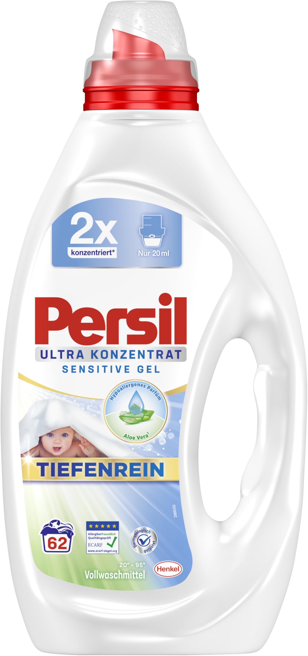 Persil Detersivo liquido Sensitive (124 lavaggi), detersivo altamente concentrato ultra concentrato con rimozione delle macchie ultra con tecnologia Deep Clean-Plus