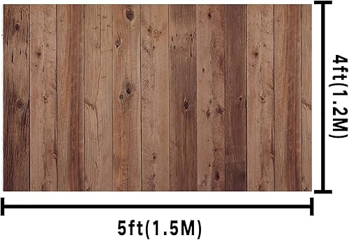 Miniatura 1 de MEHOFOND Alfombrillas de goma para fotografía de 5 x 4 pies, estilo madera marrón, suelo de fotografía, telón de fondo vintage, accesorios de