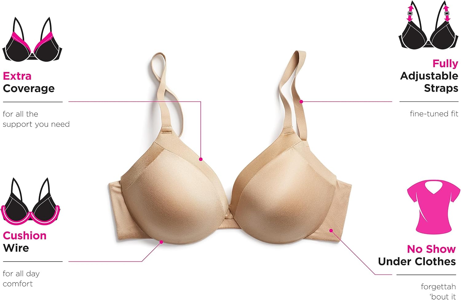 Maidenform Women's Comfort Devotion Underwire Bra, Convertible T-shirt Bra (Retired Colors) - Image 7