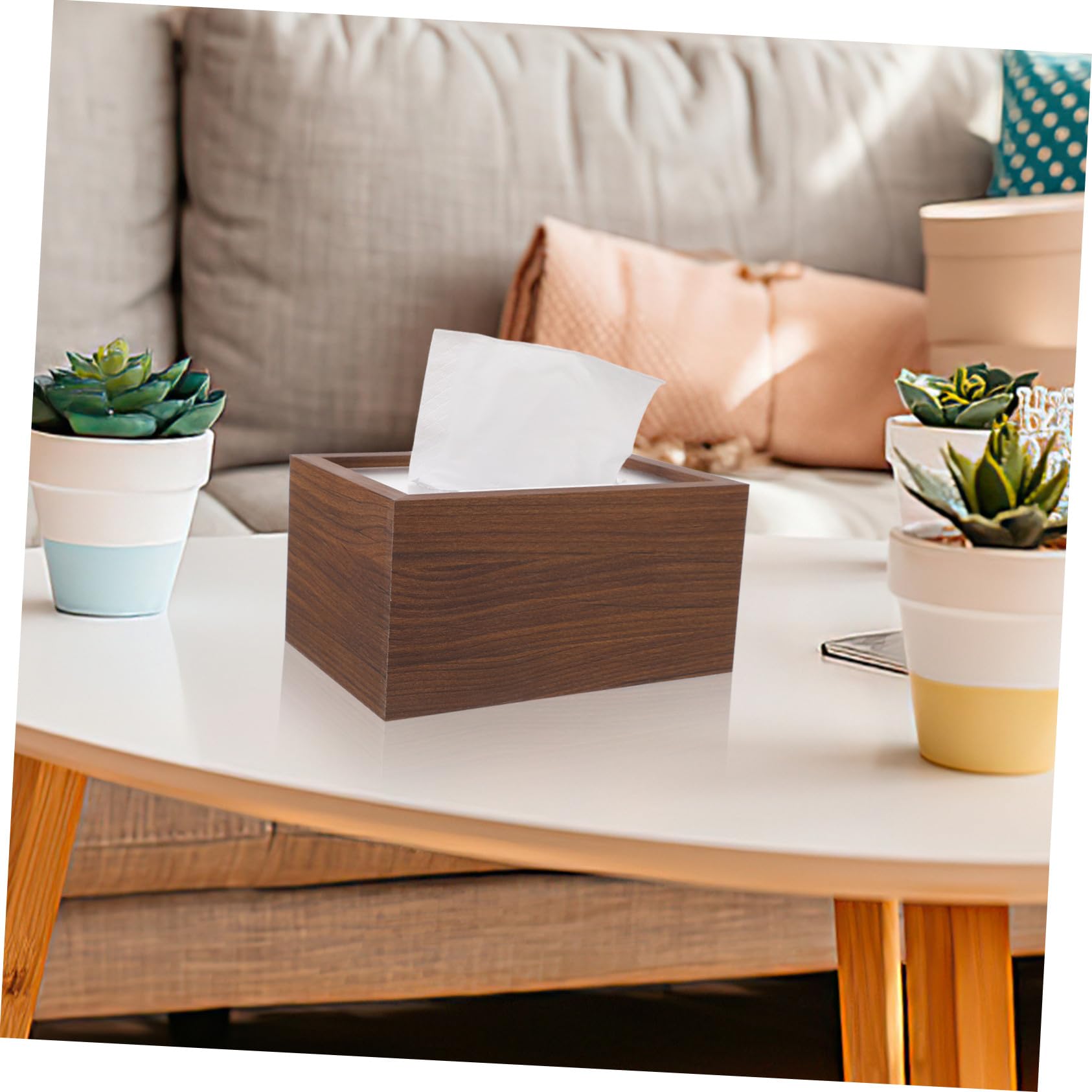 Holz Taschentuchbox aus Walnussholz mit Acrylstreifen Rechteckiger Serviettenhalter für Büro und Wohnzimmer Langlebiger Papierhandtuchspender mit Glatter Oberfläche