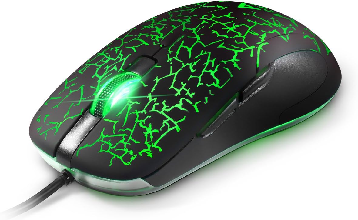 ACEPHA M998 6-Button USB Mouse Wired 4 Adjustable DPI Optical Gaming Mouse with 3 Color LED Lights Compatible with PC, Laptop and Desktop