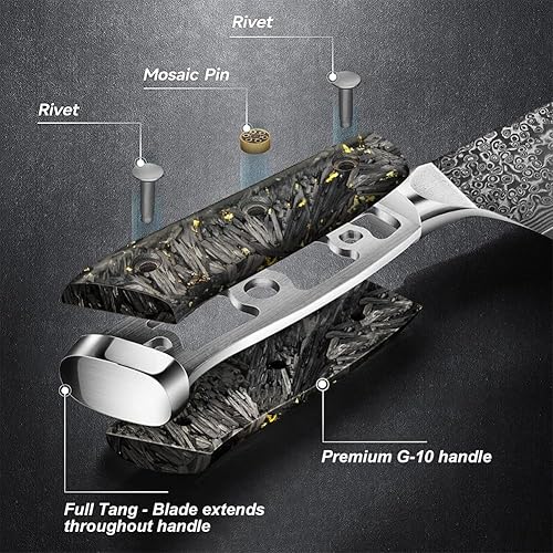 Miniatura 4 de KEENZO Cuchillo Santoku de Damasco de 7 pulgadas, cuchillo de chef afilado, juego de cuchillos de cocina profesional. Cuchillo de acero inoxidable