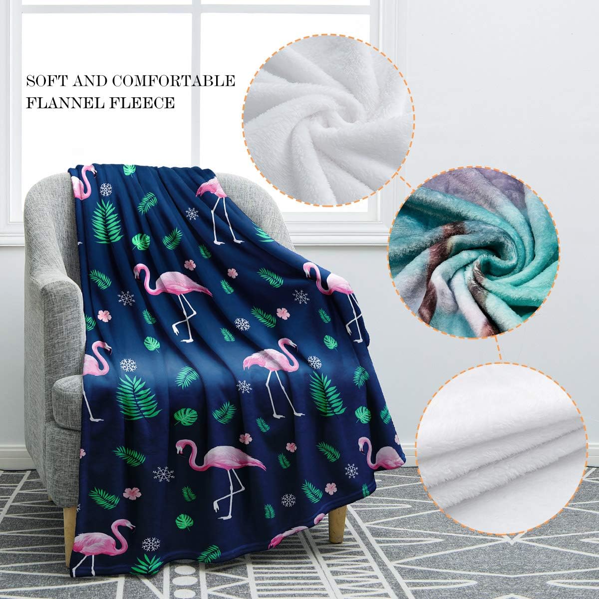 Jekeno Flamingo Gifts Blanket for Women Girls, Flamingo Throw Blankets Gifts for Adult Kids, Christmas Birthday Valentine's Animal Flamingos Decor Gift for Home Bed Couch