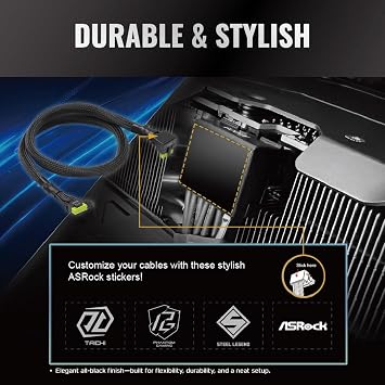 ASRock 12V-2x6 600W Power Cable | ATX 3.1 & PCIe 5.1 Compliant | L-Shaped GPU Connector | 16AWG HCS Terminals | for 750W+ ASRock Taichi/Phantom Gaming PSUs