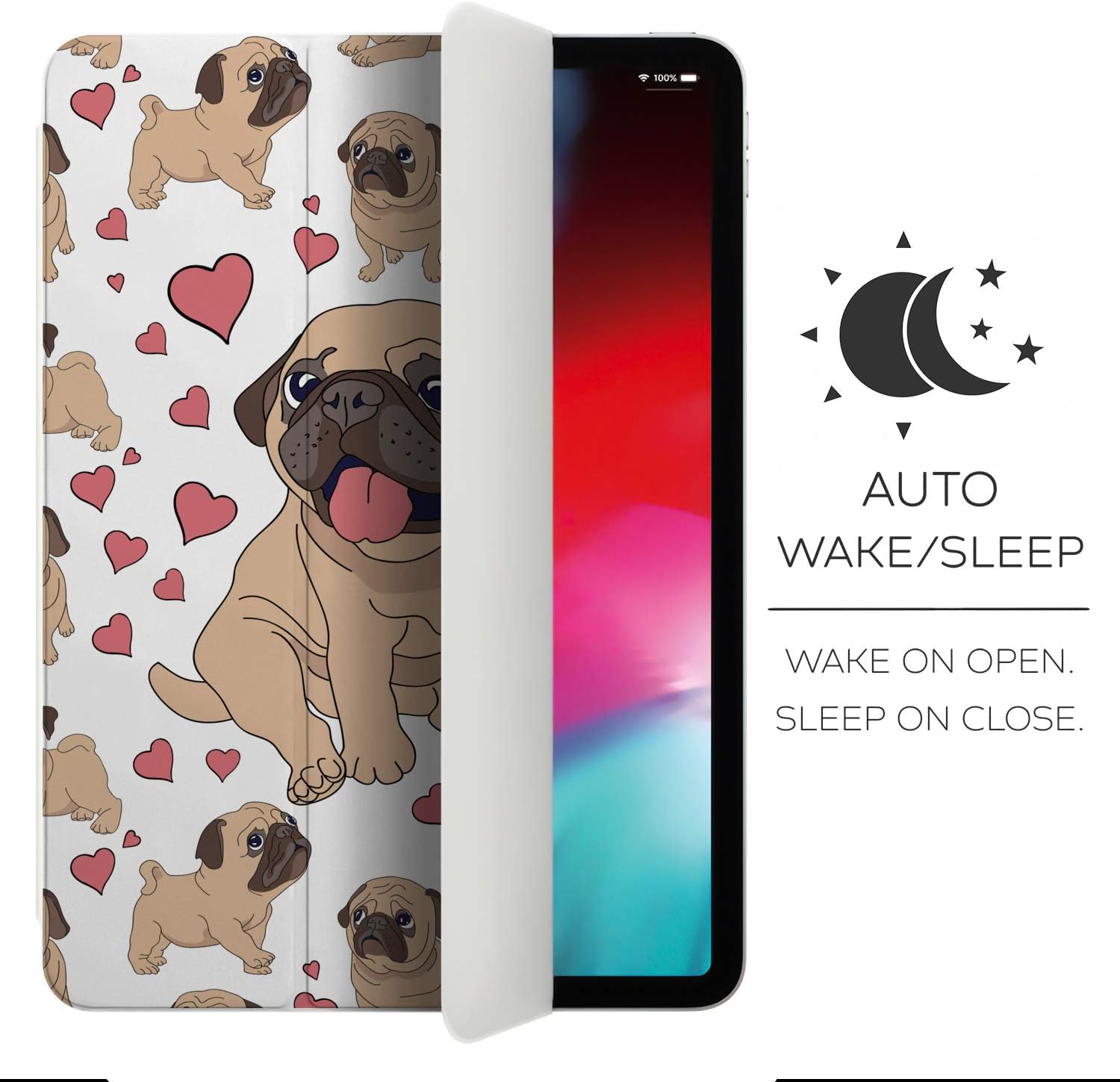 Case for iPad Pro 13 M4 Air M2 11 2024 4th 10.9 2022 10.2 12.9 10.5 9.7 Mini 6 5 4 3 2 1 Kawaii Lovely Girls Cute Magnetic Print Pet Pattern Closure Animals Dog Stand Pug Slim fit Design