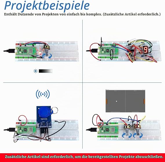 Freenove Raspberry Pi Pico W Board Pre-Soldered Header Dual-Core Arm Cortex-M0+ Microcontroller Development Board Python C Java Code Tutorial Example Projects