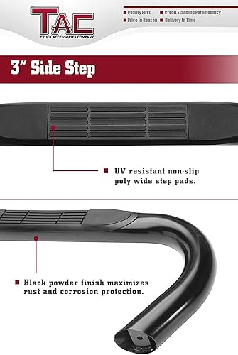 Miniatura 5 de TAC - Estribos laterales para Toyota Tundra Access Cab 2000-2006 de 3 pulgadas, barras laterales negras, barras Nerf, rieles de escalón, estribos,