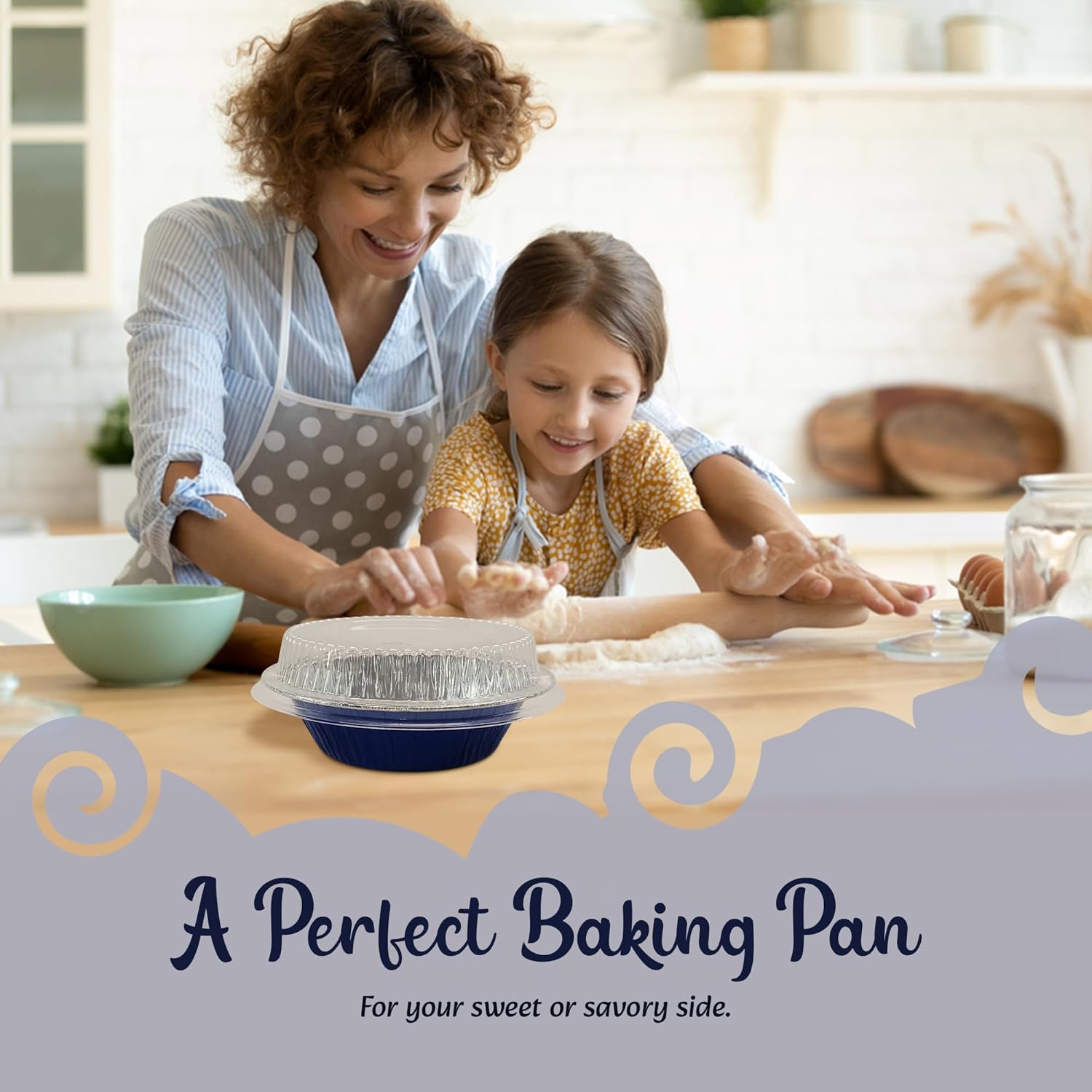 KitchenDance Mini Pie Tins With Lids - Premium 5 Inch Pans for Baking Pies, Tarts, Cobblers, and Cakes - Essential for Professional and Home Kitchens 501P (250, Blue)