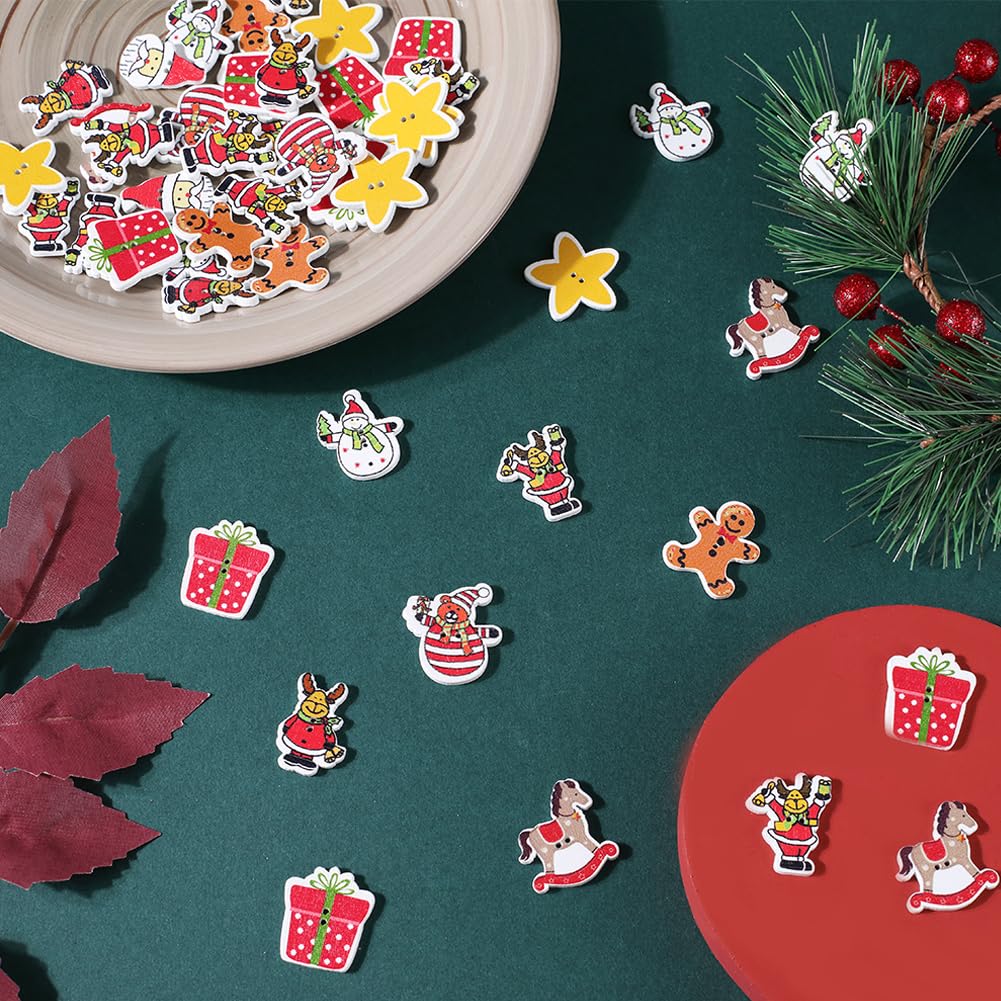 100 Pezzi Ornamenti natalizi in miniatura, Kalolary Resina Flatback Natalizi Miniatura Babbo Natale Pupazzo Neve Albero Campana Resina Charms per Cassa Telefono Famiglia Natale Artigianato Fai Da Te