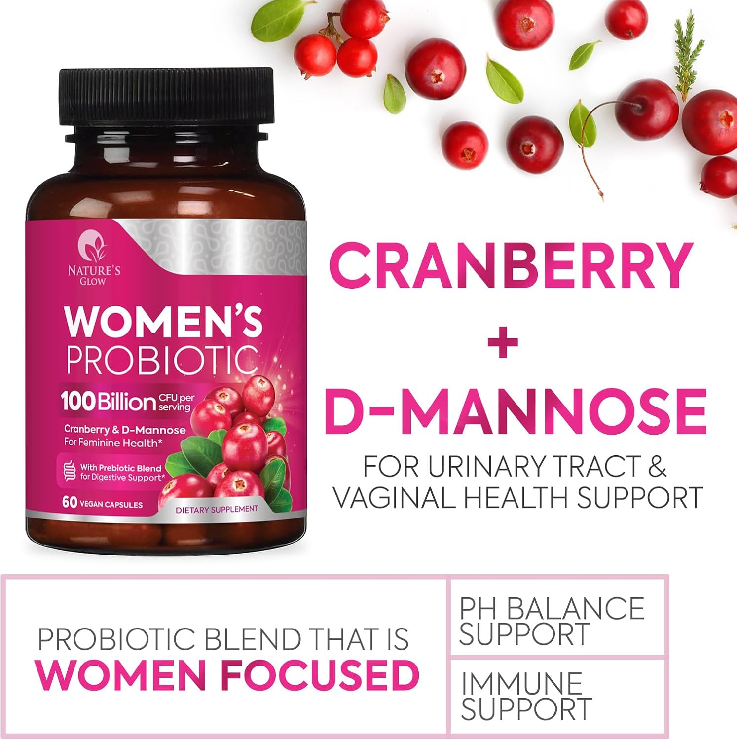 Probiotics For Women 100 Billion CFU - 16 Strains Women's Probiotic For PH Balance & Feminine Vaginal Health Support - Womens Acidophilus Probiotic For Digestive Health, Bottle In USA - 60 Capsules - Image 6