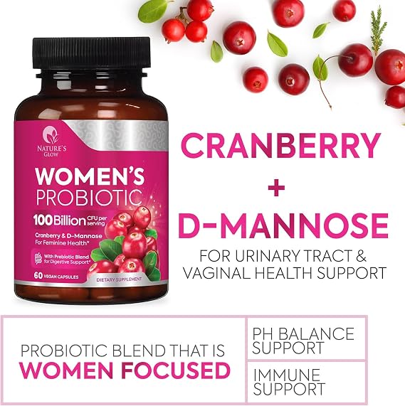 Probiotics For Women - PH Balance, Digestive & Feminine Health Support - 100 Billion CFU Per Serving - Women's Probiotic With 16 Unique Strain, Womens Vaginal Probiotic - Bottle in USA - 60 Capsules