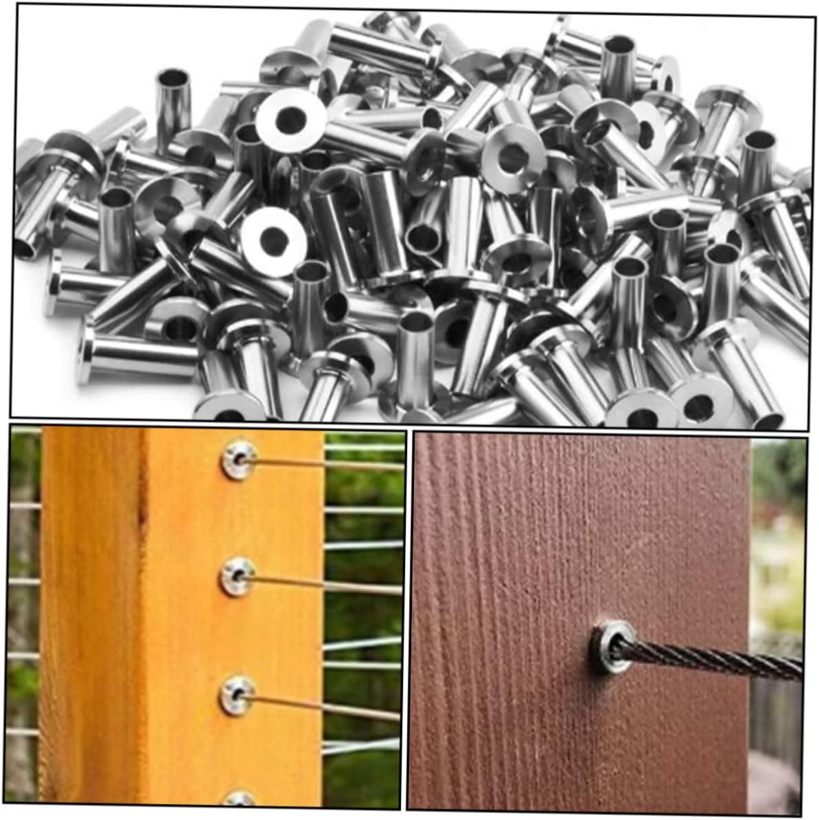 LIFKOME 65pcs Stainless Steel Cable Railing Protectors Wire Rope Sleeve for Deck Safety Galvanized Wire Cable Hardware