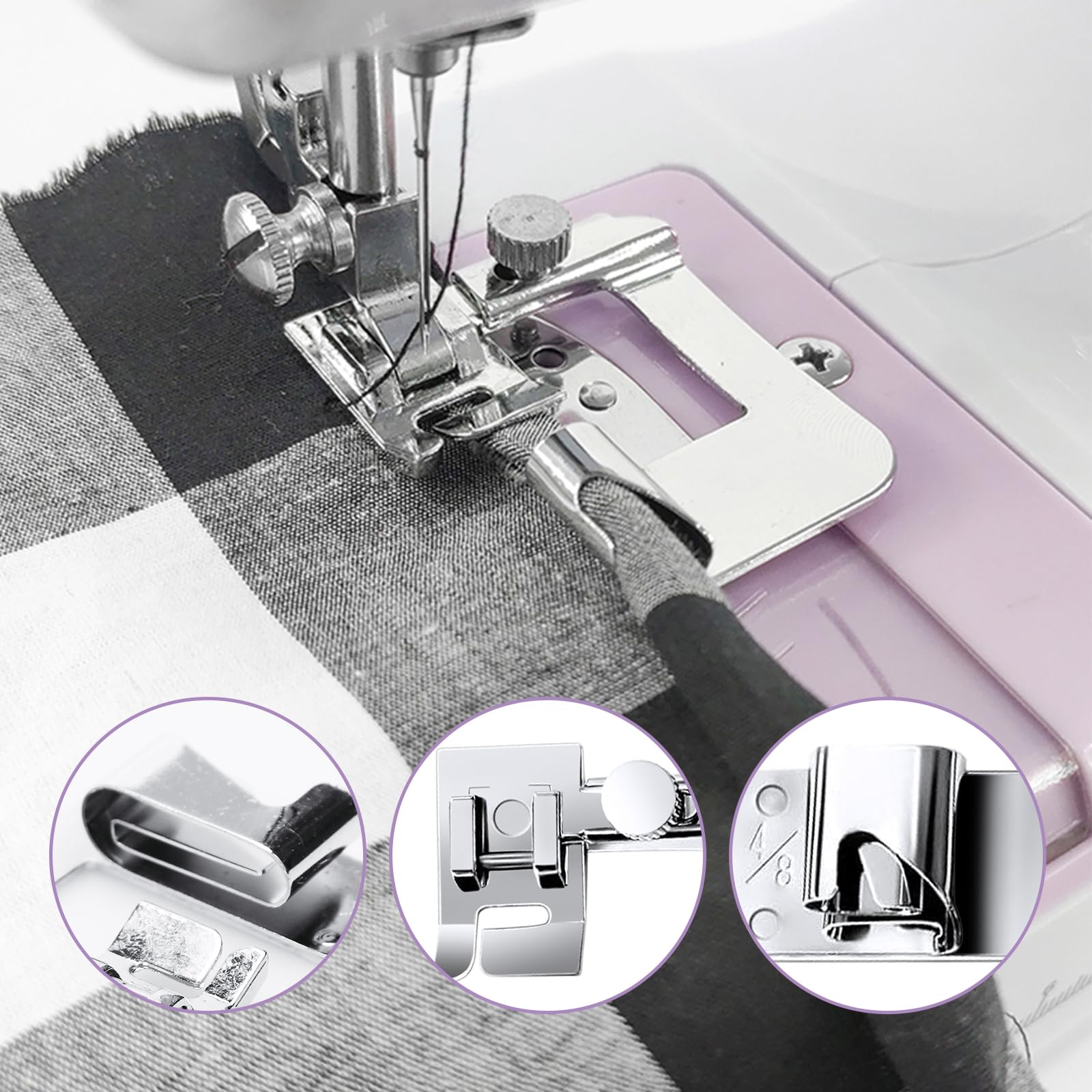 Pied Ourlet Machine à Coudre Kit 4 Pieds-de-Biche Pour Ourlets - Machine à Coudre - Ourlet Roulé, Courbe Et Large Macchina Cucire