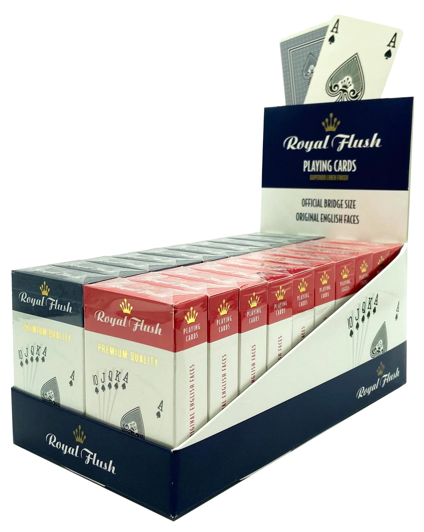 Royal Flush Premium Linen Finish Playing Cards - 12 Packs (6 Blue & 6 Red), Blue,red, 3.5" x 5.5" x 1.5"
