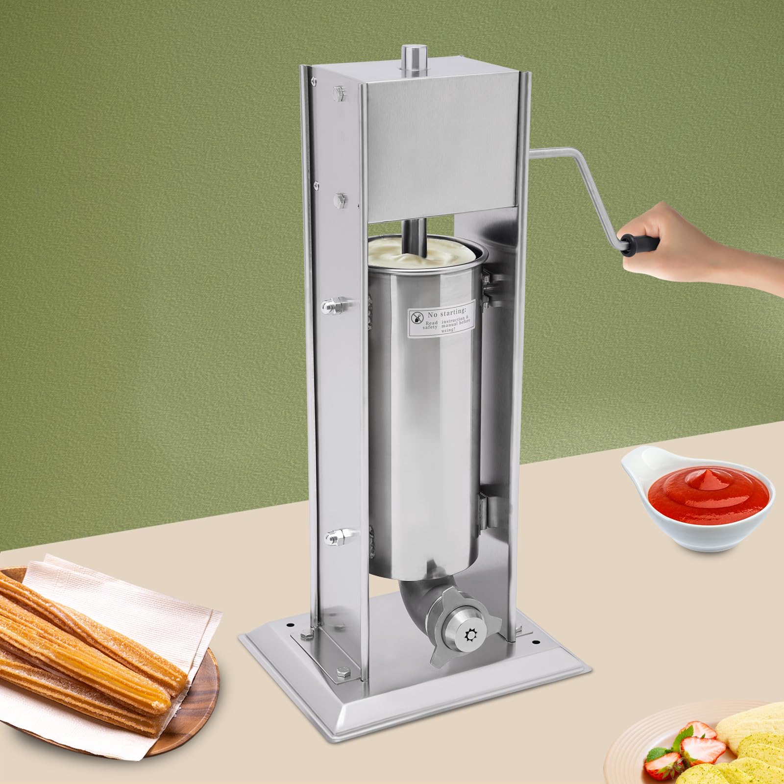 BFDIEEM Churro Making Machine | Spanish Donuts Maker | Manual Control (Churro Filling Gun),Home 5L Vertical Type Manual Spanish Donuts Churro Filler Machine for Restaurants Cafeterias Bakeries