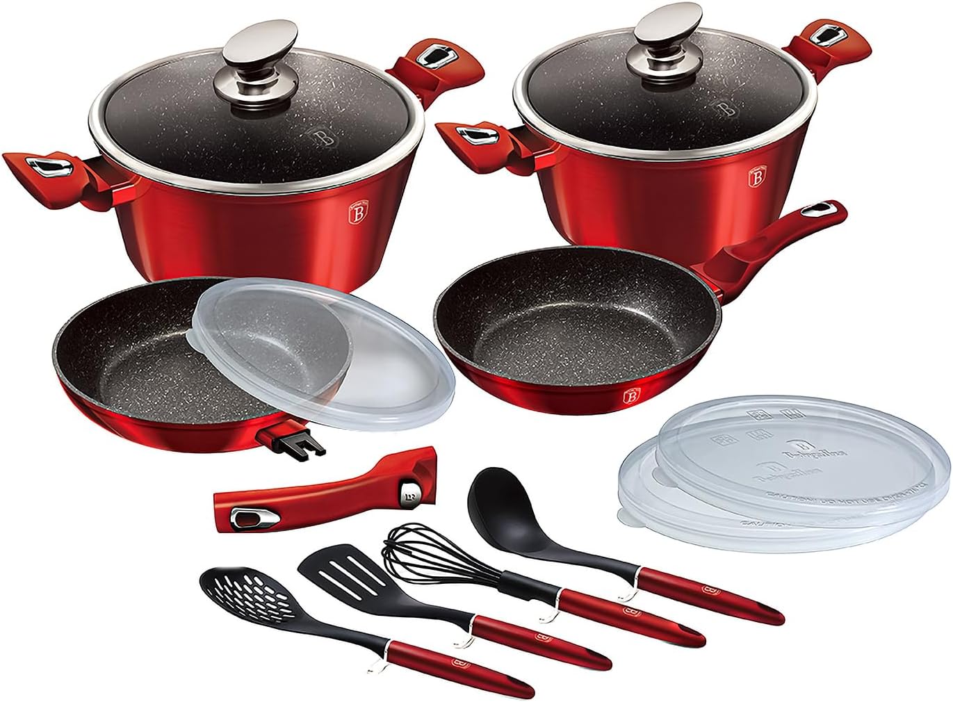 Berlinger Haus BH/7057 Set of Kitchen Boats with Removable Handle, Bordeaux Edition by Metal Line