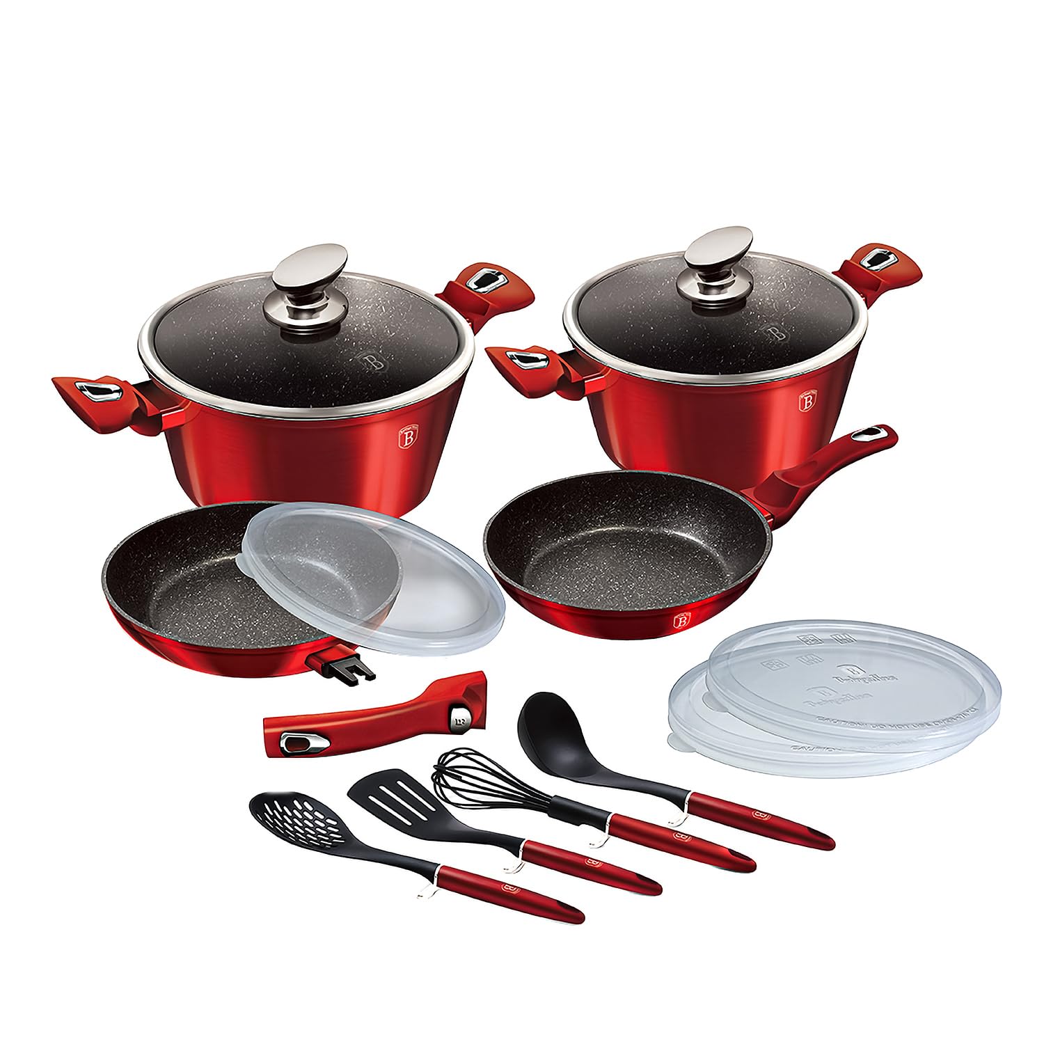 BerlingerHaus Metallic Line Kochtopfset 13-teilig Rot