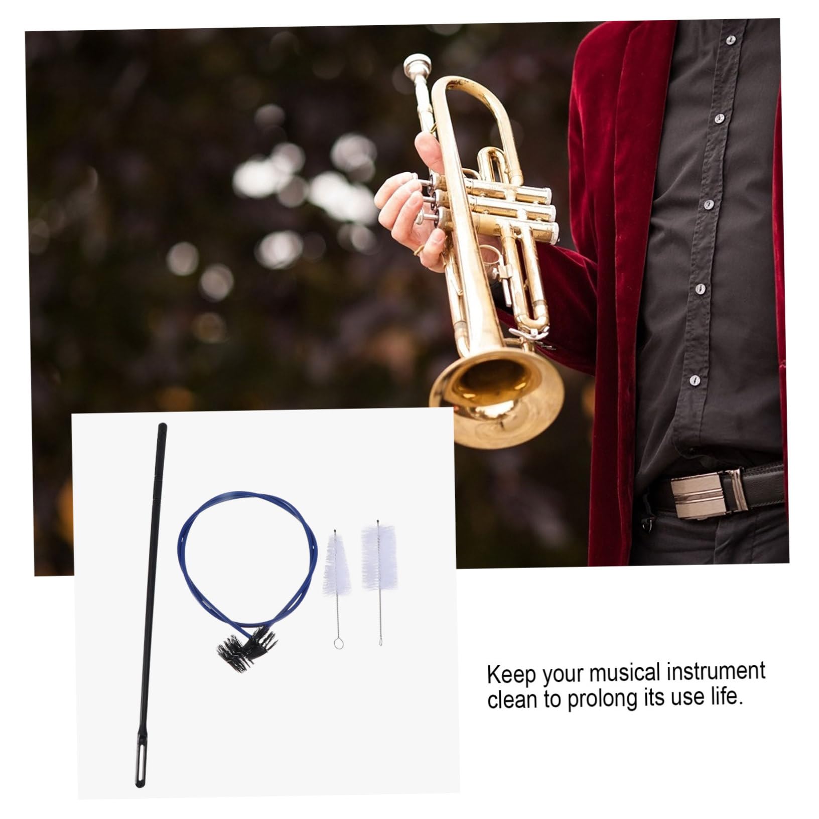 FUNOMOCYA 8 Pcs Flexible Trumpet Cleaner Trumpet Brush Kit Wind Instrument Brush Set