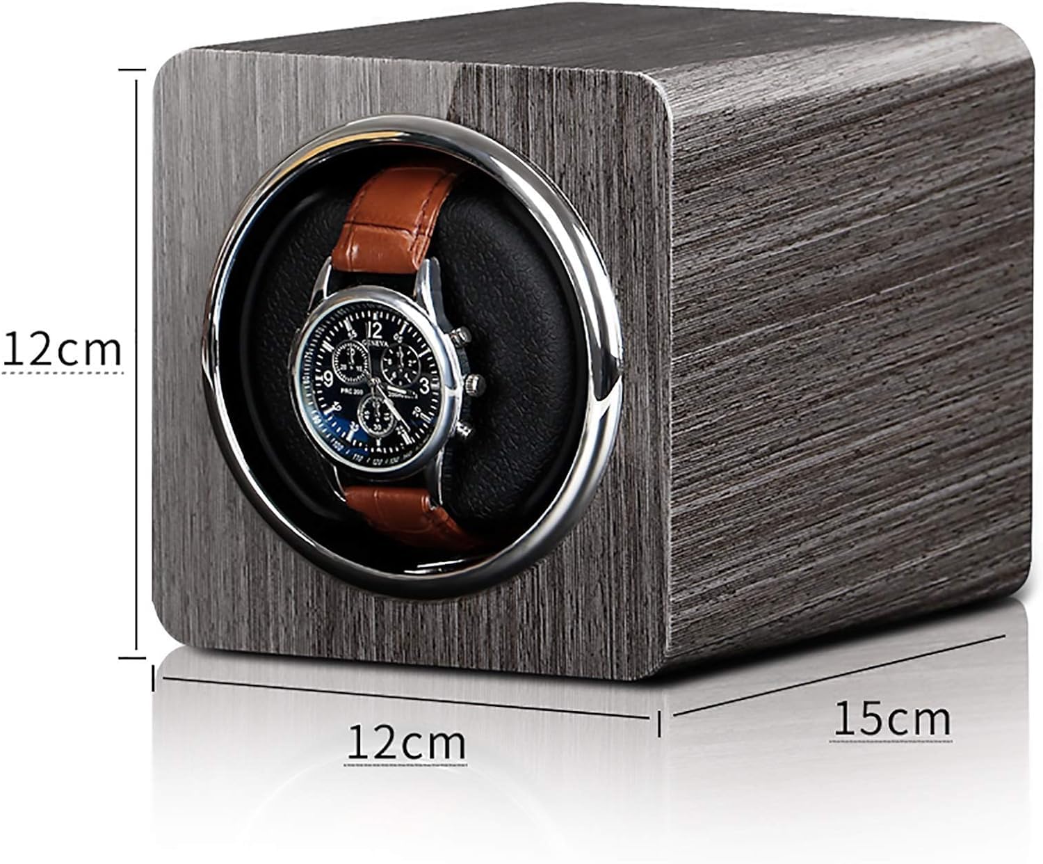 Uhrenbeweger - Mini-Uhrenaufziehbox mit automatischer Aufziehfunktion, mechanische Uhr, leiser Motor, Schüttler, Uhrenanzeige, drehbarer Halter, Aufbewahrungskoffer, betrieben durch Batterie + Strom