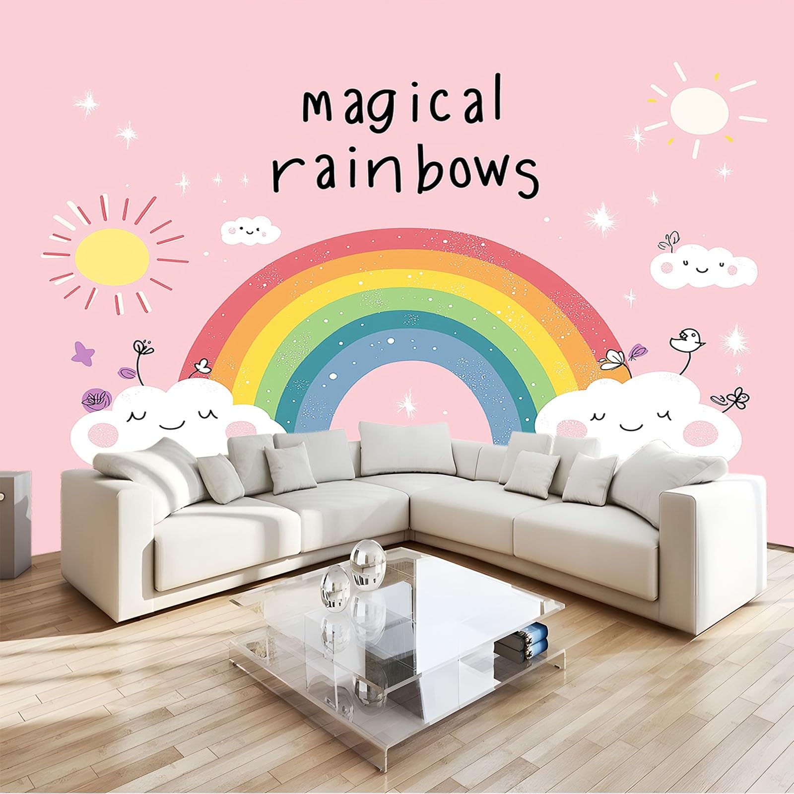 Papier peint arc-en-ciel 3D pour relooker une chambre d'ado