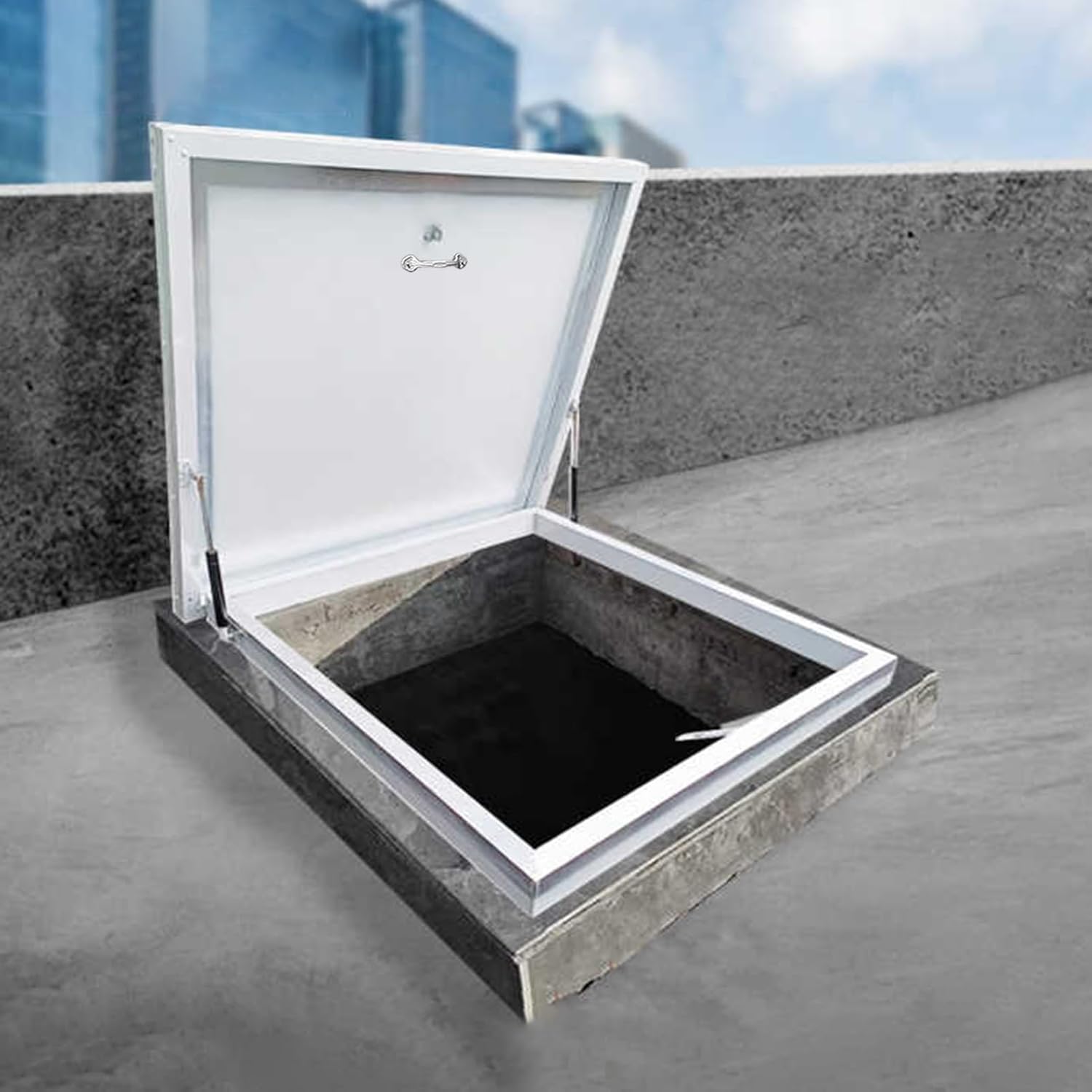 Roof Access Hatch, Rooftop Inspection Hatch with Latch Lock, Aluminum Rainproof Deck Access Door, Attic Skylight Cover