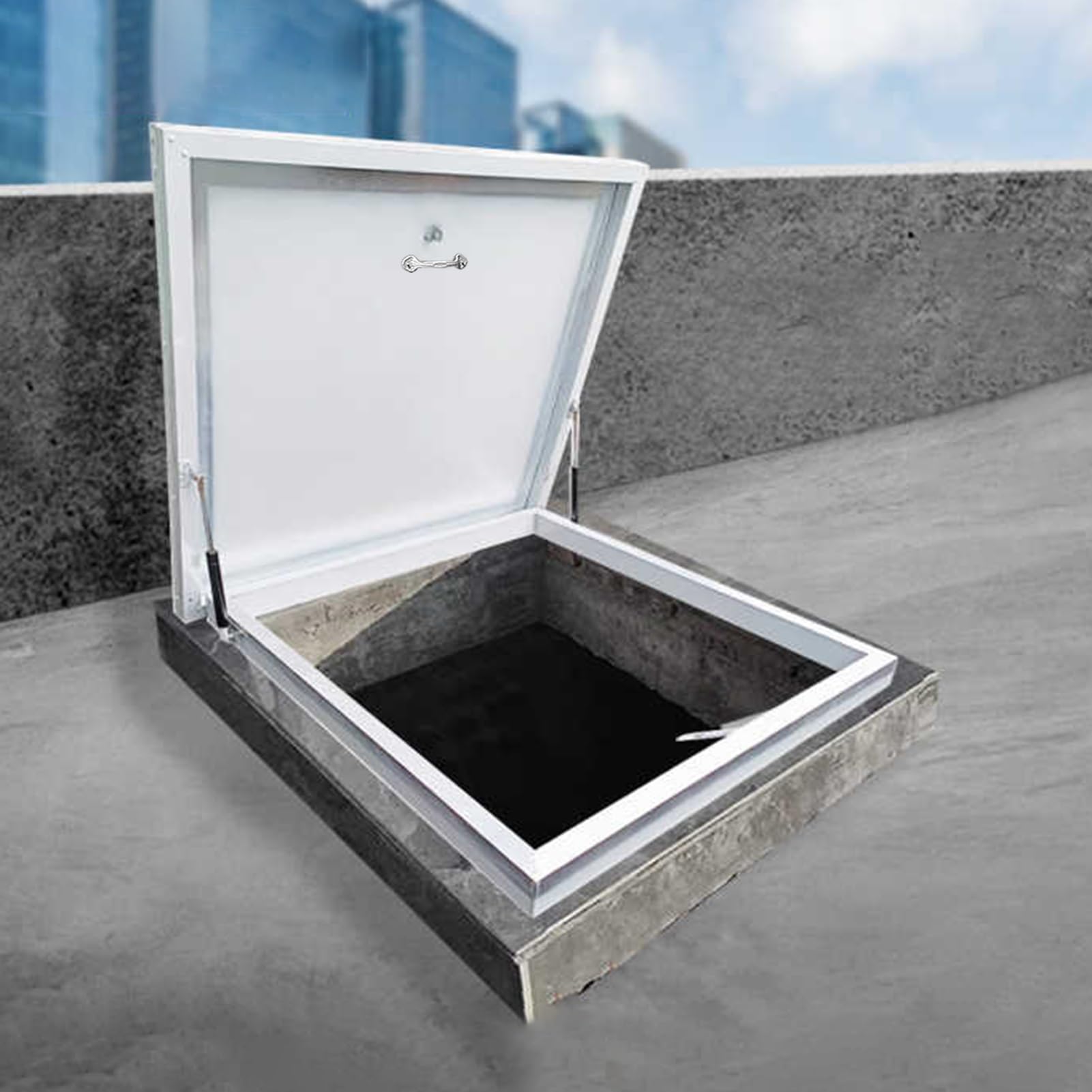 Porte d'accès pour grenier en aluminium, trappe de toit imperméable avec loquet de verrouillage, couverture d'accès sécurisée pour fenêtre de toit et inspection du toit