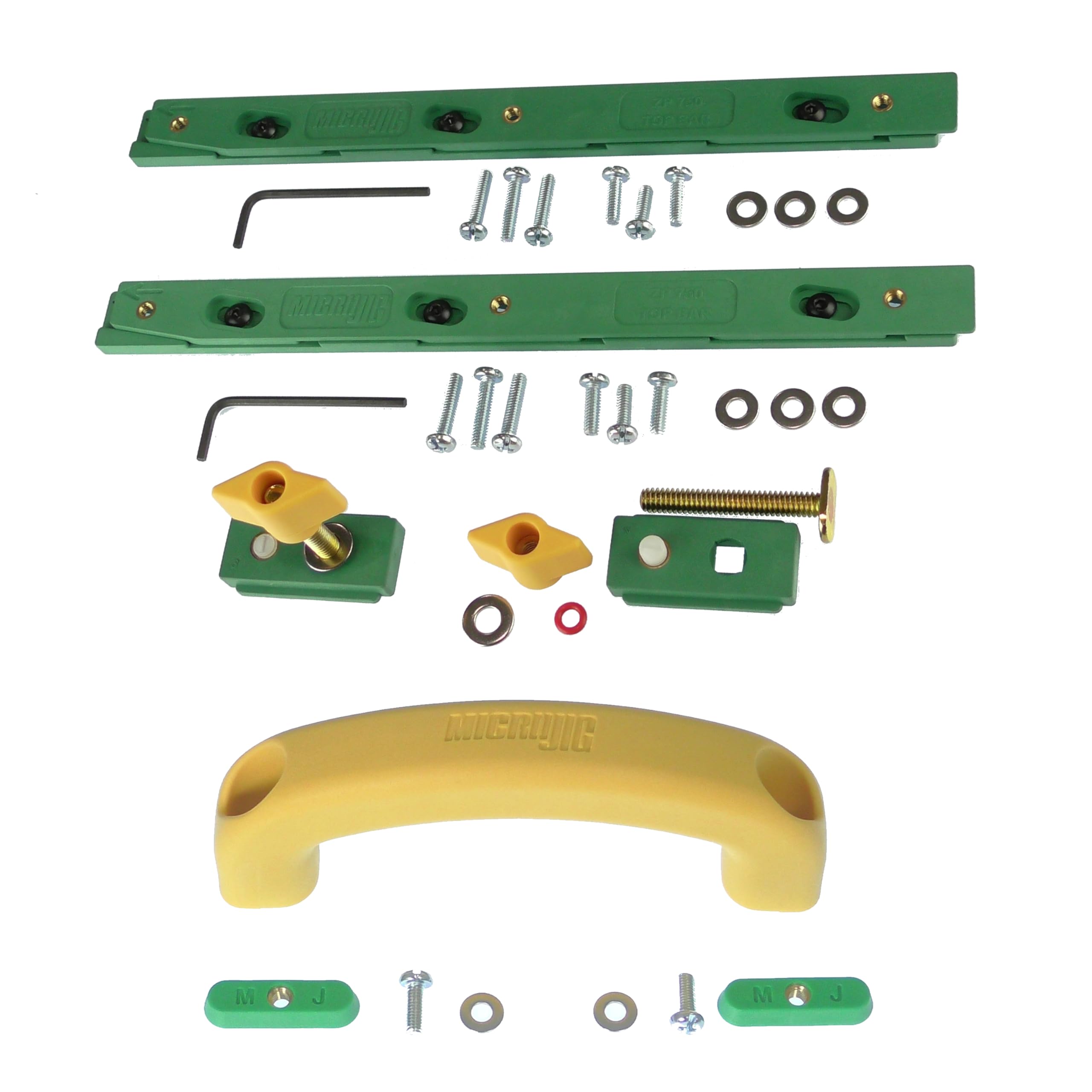 Microjig ZEROPLAY Miter Bars (2-Pack) with MATCHFIT Jig Handle for Table Saws and Router Tables