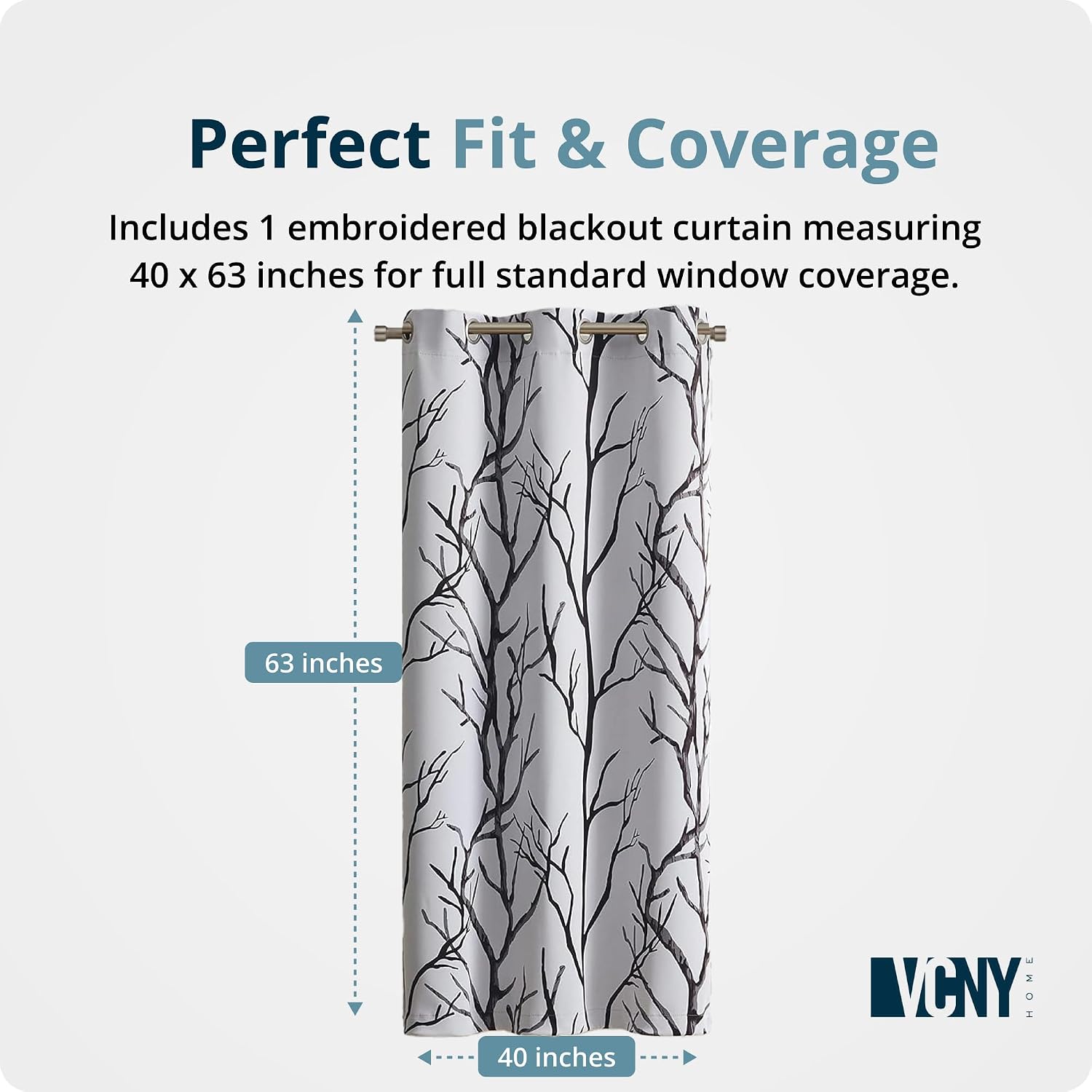 VCNY Home Room Darkening Curtain Panel with Grommet Top - 40" x 63", Kingdom Ivory | Sound Reducing, Light Blocking | Modern Bedroom or Living Room Decor | Energy Efficient | Nature-Inspired Design image 4