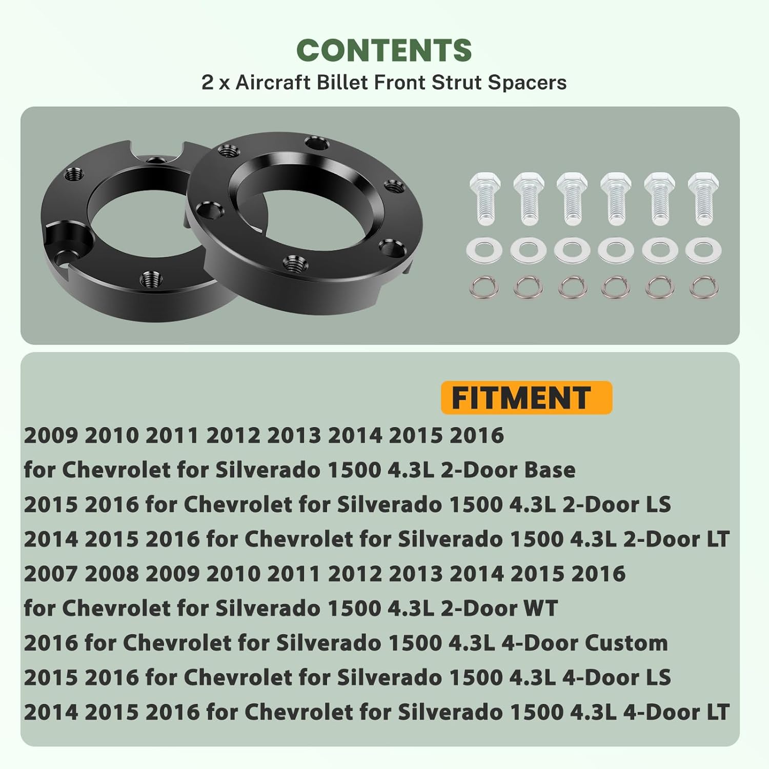 SCITOO Lifts 3 inch Front and 2 inch Rear Suspension Strut Spacers for Chevrolet for Silverado 1500 Full Leveling Lift Kit