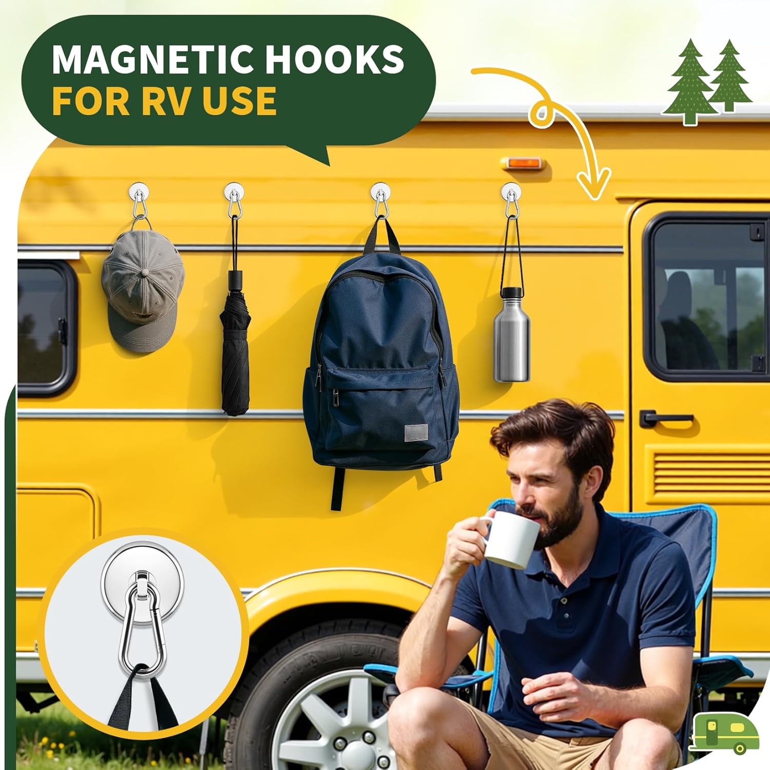 Grtard 12Pack Magnetic Hooks Heavy Duty, 150Lbs Strong Magnetic Hooks with Swivel Carabiner for Cruise Cabins, Neodymium Magnet Hooks Heavy Duty, Magnetic Carabiner Hook for Garage, Workplace, Kitchen