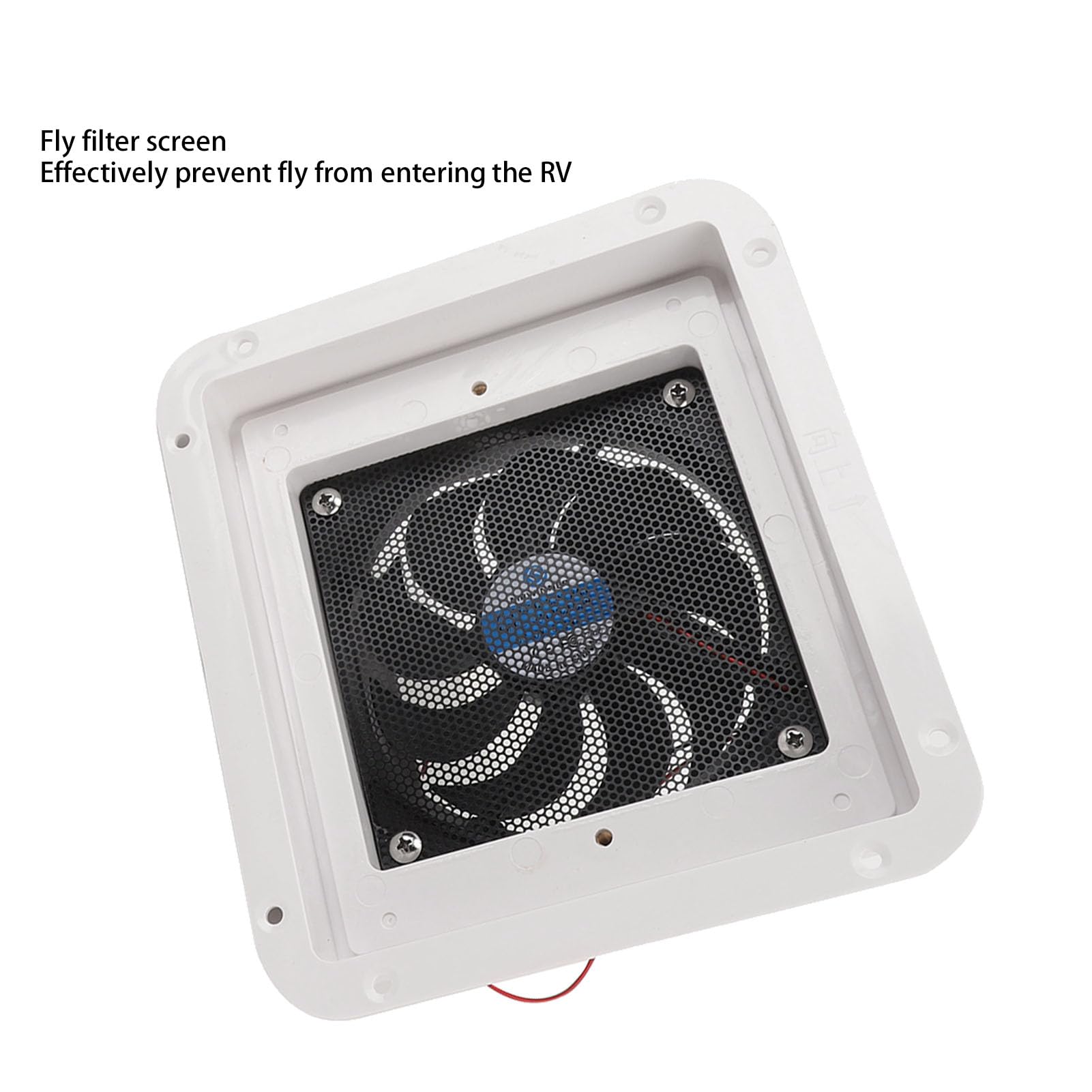 Fockety Wohnmobil Seitenlüftungsventilator, 24 V 3000 U/Min 1 Wege Starke Windseite Mount Ableitungslüfter RV Dachentlüftung mit Bildschirm, RV Seitenablüftungslüfter für