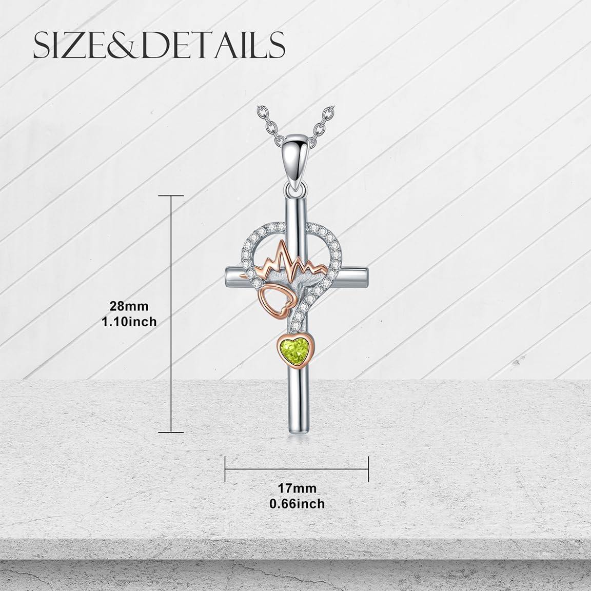 Stethoscope Cross Necklace for Women 925 Sterling Silver Nursing Medical Pendant Necklaces with Birthstone, Doctor Nurse RN Registered Graduation Jewelry Gifts for Her - Image 6