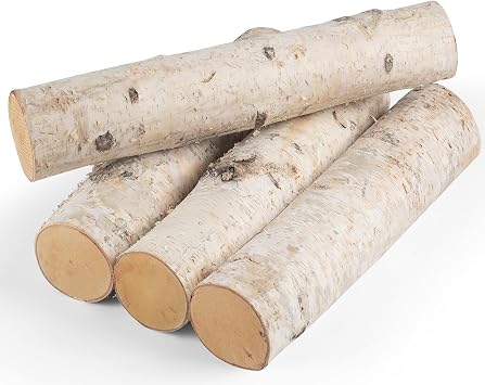 Large Birch Logs 4PCS Birch Wood 3.2"-4" Logs for Fireplace Decor,Crafts