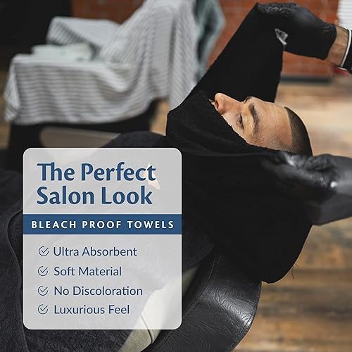 Miniatura 4 de Groko Textiles Juego de 24 toallas negras a prueba de blanqueador, 100% algodón, 16 x 27 pulgadas, color seguro, resistente a las manchas, toallas