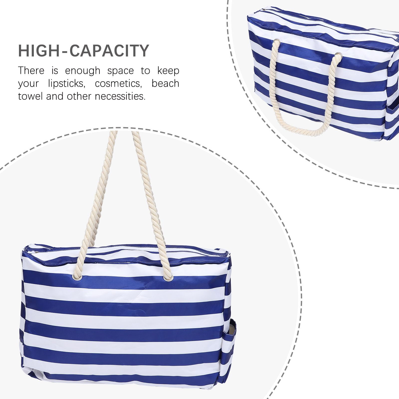 CHILDWEET Bolsa de playa grande Bolsa de playa de lona para mujer, impermeable, azul, para shopping y yoga, 1 pieza