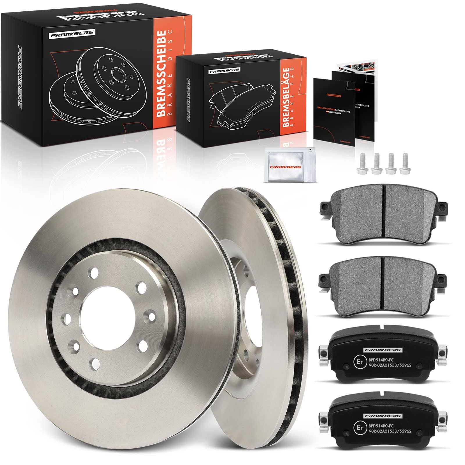 Frankberg Set freni incl. 2x Dischi Freno + 4x Pastiglie dei Freni Posteriore Compatibile con Proace Bus MDZ Spacetourer Bus V TR.A.Veller Bus V Replace# 1617936880, SU001A6135