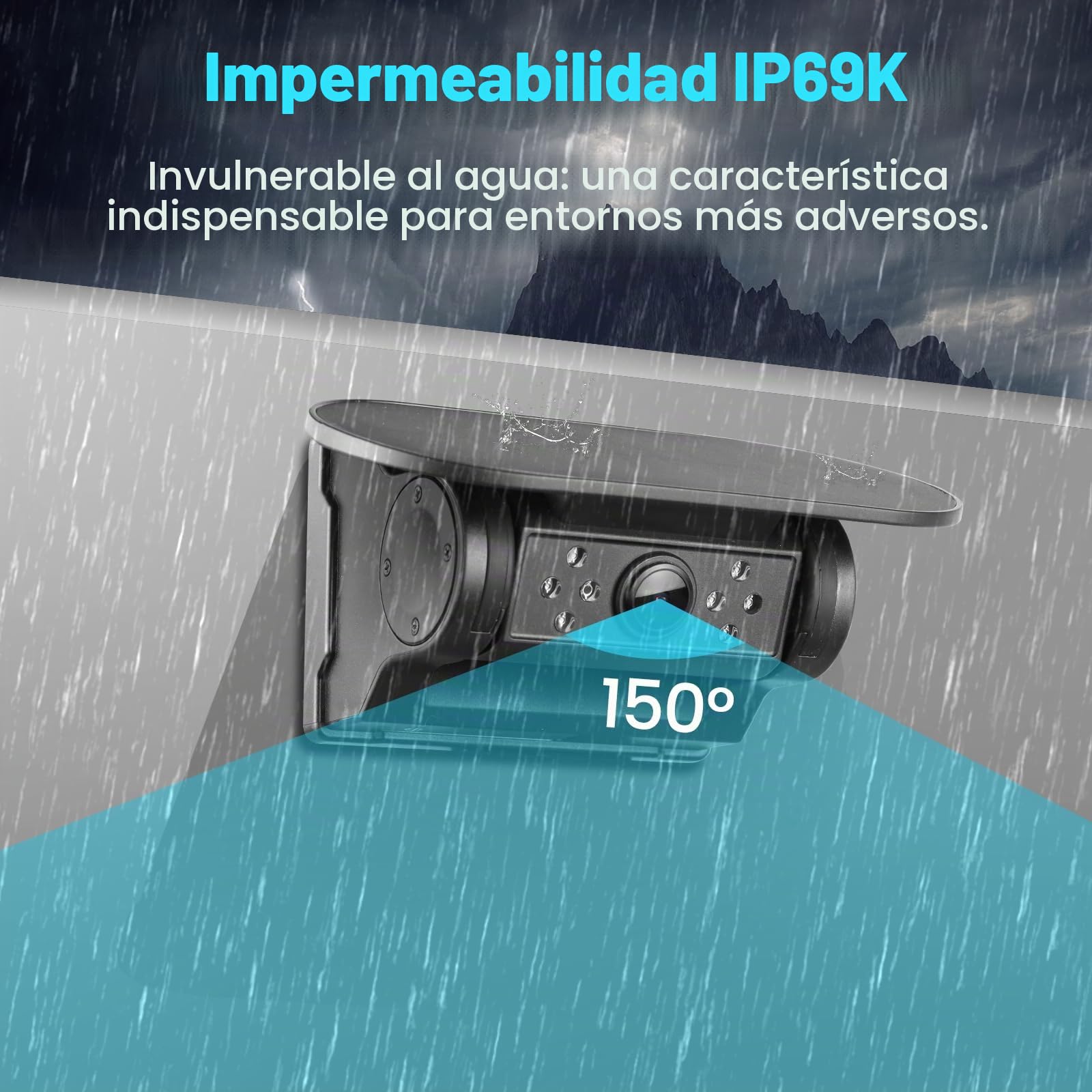 Cámara de Marcha atrás WiFi Solar, cámara de Marcha atrás magnética inalámbrica, FHD 1080P IR visión Nocturna IP69K Impermeable, para iPhone Android, Ayuda de Aparcamiento, Autocaravana