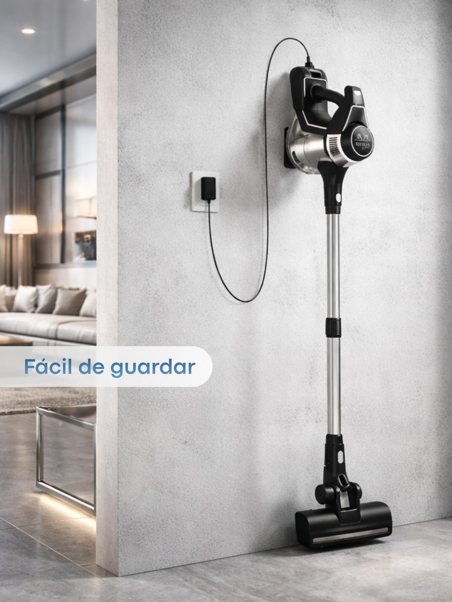 Powell Aspiradora Sin Cable 2 en 1, Plata/Negro | Aspiradora Escoba Ligera, 12KPa, 30 Min de Autonomía, Para Suelos Duros, Alfombras, Coche y Pelo de Mascotas
